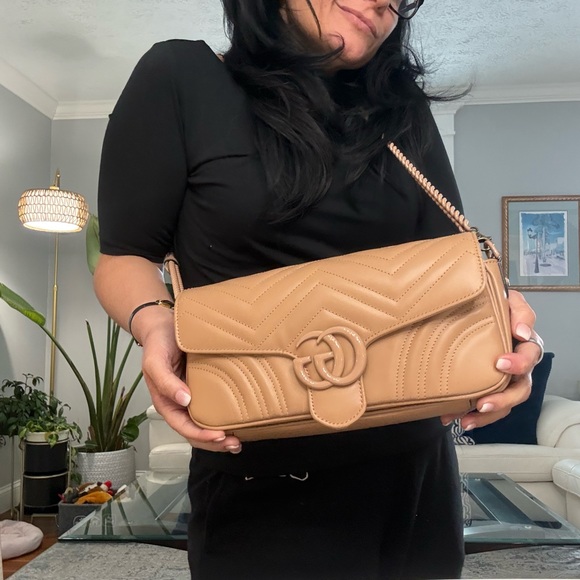 Gucci GG Marmont Matelassé Crossbody | 2 Straps | Chain & Canvas Leather - Picture 13 of 16